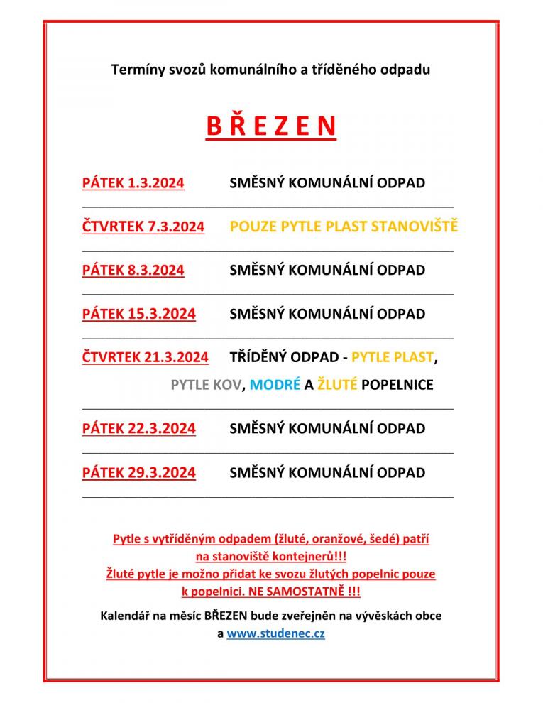 SVOZY ODPADU BŘEZEN 2024